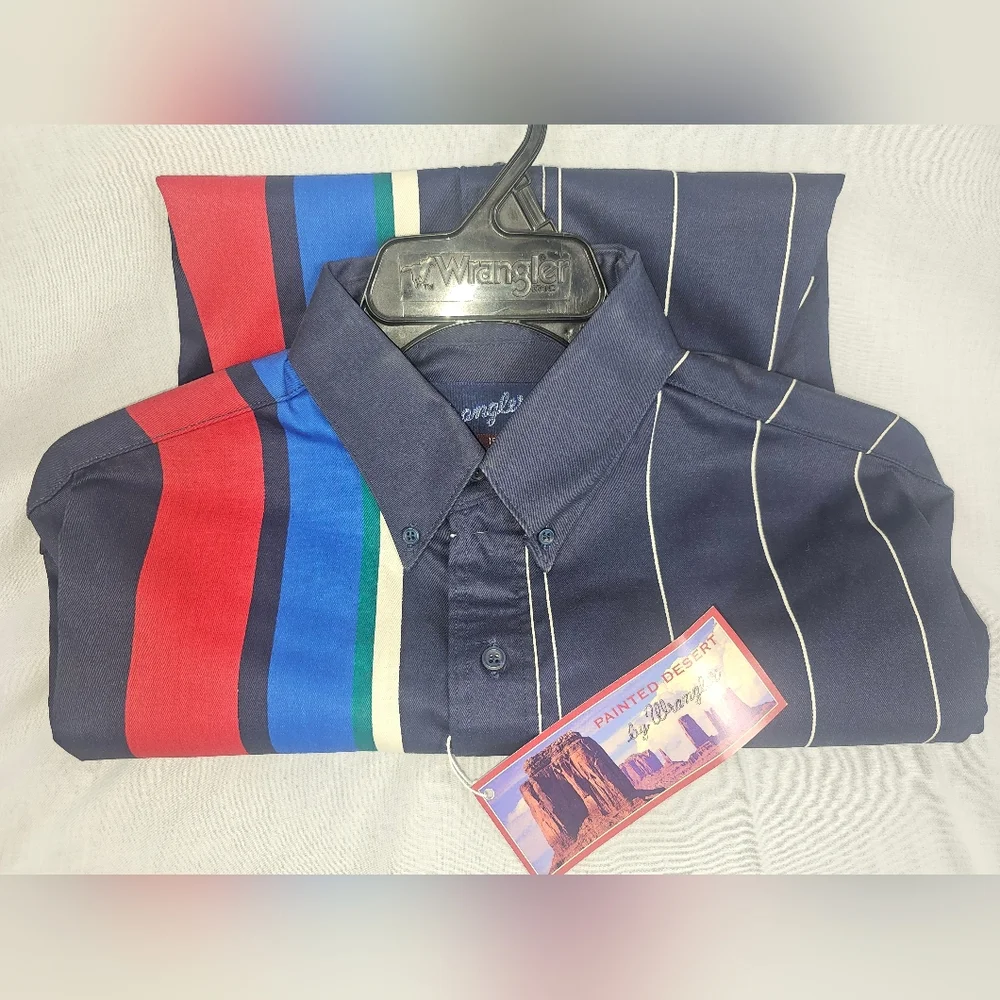 RARE VINTAGE Wrangler SIZE medium  BRUSHPOPPER RIDGERIDER BUTTON UP - Picture 5 of 11